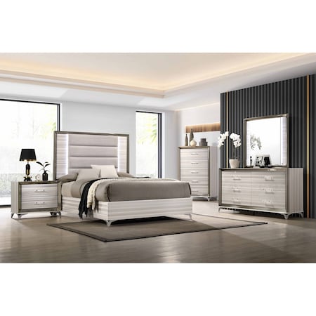 Global Furniture Usa Modern Zebra Zambrano White Queen Bed Group 3241